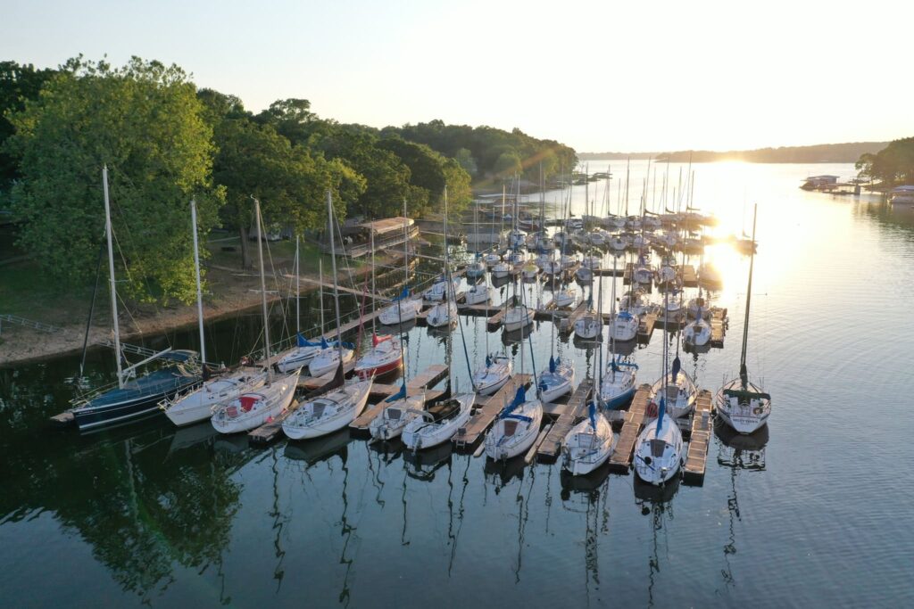 Grand Lake Sailing Club Docks Aerial Photo
