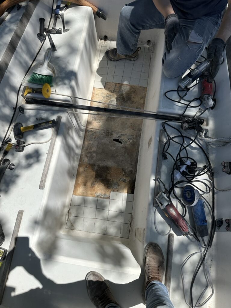 Top skin removed, exposing the old core underneath